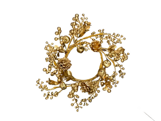 Gold Berry Bell & Pinecone Candle Ring