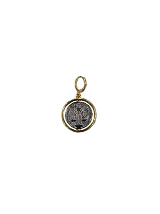 Saint Benedict Medal Scarf Charm, Silver & Gold