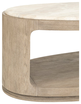 Abbey Oval Oak Cocktail Table with Diana Royal Honed Marble Top light minimalistic open light oak marble top 