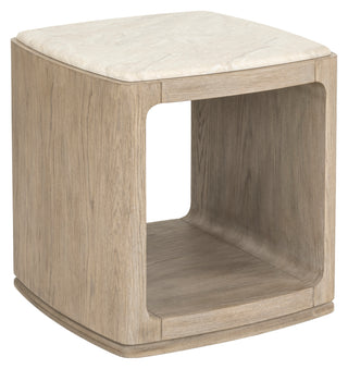 Abbey Square End Table with Diana Royal Honed Marble Top modern open sleek light oak open