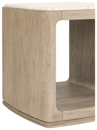 Abbey Square End Table with Diana Royal Honed Marble Top modern open sleek light oak open