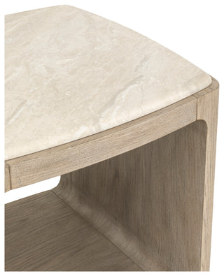 Abbey Square End Table with Diana Royal Honed Marble Top modern open sleek light oak open
