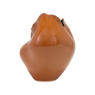 Abitar Vase orange ceramic vase gold edge bronze interior
