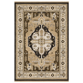 Acacia ACA08 7'10" x 10'10" Rug brown blue beige slate blue moss green gold fringe space dyed wool nylon