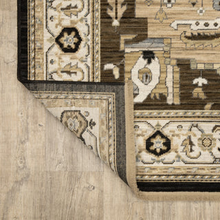 Acacia ACA08 7'10" x 10'10" Rug brown camel beige ivory cream slate blue moss green space dyed wool nylon fringe
