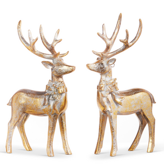 Aged Gold Deer with Bow Ornament Assorted