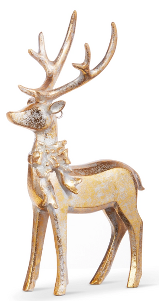 Aged Gold Deer with Bow Ornament Assorted