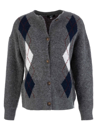 Alexa  Argyle Sweater in Charcoal
