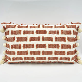 All Fringed Up Rose Pillow with Pompoms