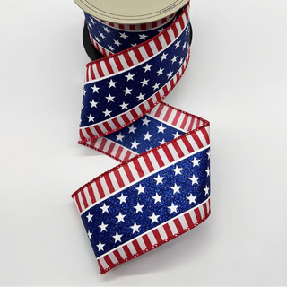 American Center Stars & Stripes Ribbon in Red, White & Royal 2.5" - Sold by the Foot