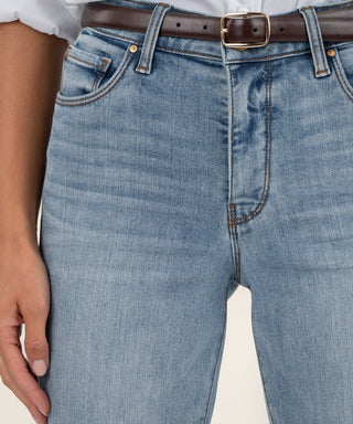Ana High Rise Flare Pant in Donate with Medium Base Wash denim jeans