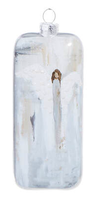 Angel Glass Rectangle Ornament Assorted glass grey tones
