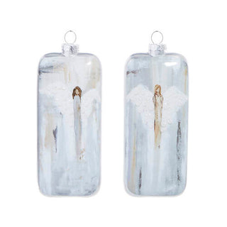 Angel Glass Rectangle Ornament Assorted glass gray tones