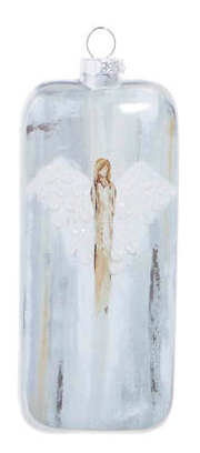 Angel Glass Rectangle Ornament Assorted gray tones glass