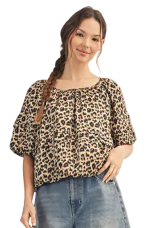 Animal Print Short Sleeve Top