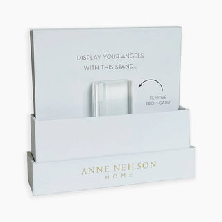 A pack of Friendship Scripture Cards featuring an artistic representation of two angels on the front, with the text 'FRIENDSHIP SCRIPTURE CARDS' at the bottom. anne neilson, display stand 