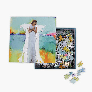 A 500-piece jigsaw puzzle with a colorful artwork depicting an angel, anne neilson 