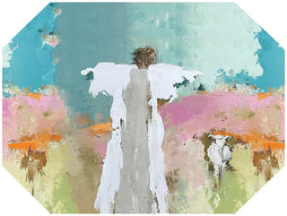 Anne Neilson There by Faith Placemat angel turquoise blue pink green lamb