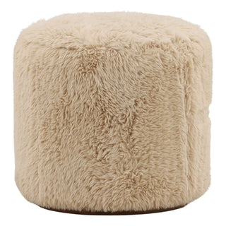 Anniston Stool in Sand cream fluffy pouf ottoman footstool