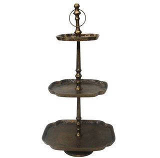 Antique Brass High- Tea Three Tier Server