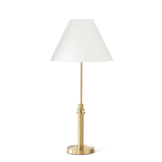 Antique Brass Metal Lamp with White Shade