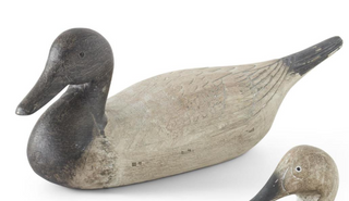 Antique Gray and Cream Resin Duck Decoys Assorted large