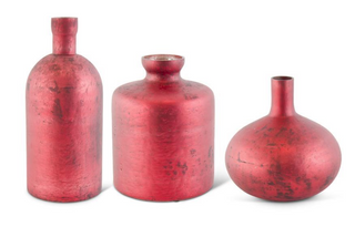 Antique Red Matte Glass Bottle Vase Assorted red Christmas elegant
