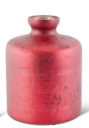 Antique Red Matte Glass Bottle Vase Assorted distressed Christmas