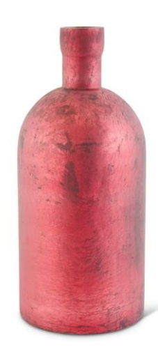 Antique Red Matte Glass Bottle Vase Assorted Christmas distressed