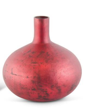 Antique Red Matte Glass Bottle Vase Assorted elegant Christmas distressed
