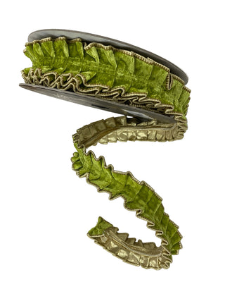Apple Velvet Pleated Metallic Dupion Double Fused Ribbon 1.5" - SOLD BY THE FOOT