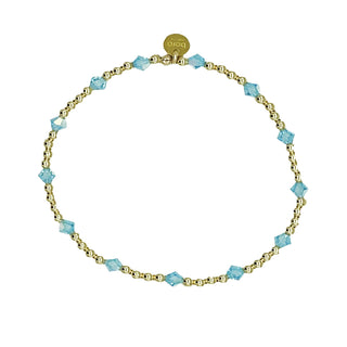 Aqua Crystal and 14k Gold Filled Beaded Bracelet hypoallergenic nickel free waterproof tarnish free