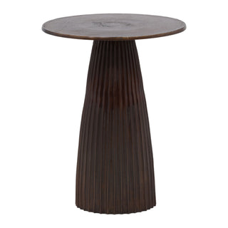 Aramis Side Table in Bronze ridged base metal round