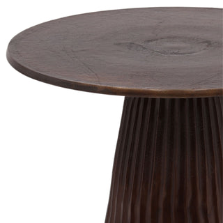 Aramis Side Table in Bronze ridged base round metal