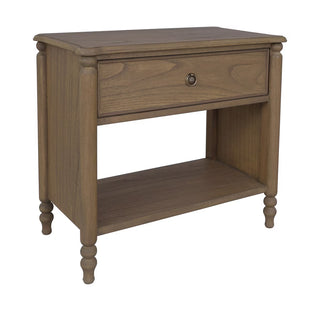 Ashford Turned Leg Nightstand with Drawer and Shelf, Chestnut Brown antique brass pull bayur mindi wood end table