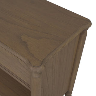 Ashford Turned Leg Nightstand with Drawer and Shelf, Chestnut Brown antique brass knob end table bayur wood mindi veneer