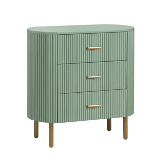 Astoria Three-Drawer Chest sage pistachio green gold pull handle leg ridge