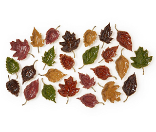 Autumn Allure Enameled Leaf Tray Assorted enamel aluminum brown green mustard copper camel