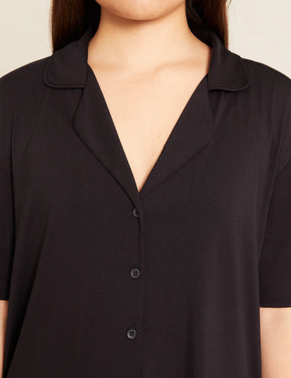 boody black goodnight short sleeve sleep shirt, organic bamboo