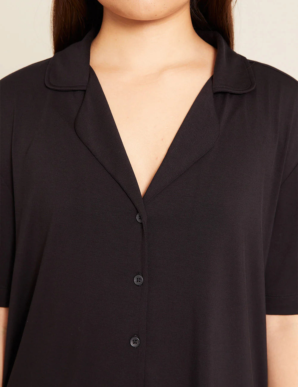 Boody Black Goodnight Short Sleeve Sleep Shirt