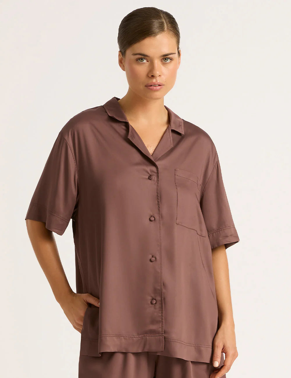 Boody Garnet Vegan Silk Short Sleeve Sleep Shirt