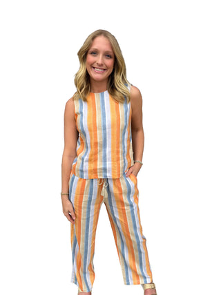 Liverpool Multi Stripe Pull-On Drawstring Waistband Wide Leg Pant