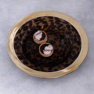 Beatriz Ball Glass Tortoise and Gold Round Platter