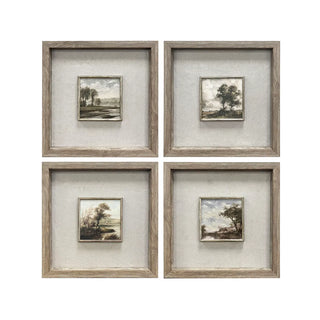 Barton Framed Wall Art Assorted landscape sepia tree cloud light brown frame matte