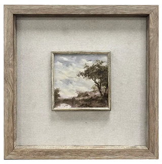 Barton Framed Wall Art Assorted
A square framed landscape art print featuring a tree and cloudy sky, set within a wide distressed gray-brown wooden frame with a textured off-white mat.
