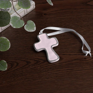 Beatriz Ball Encanto Athens Cross Ornament, Camellia pink aluminum alloy enamel handmade
