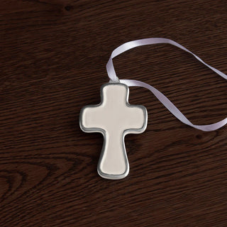 Beatriz Ball Encanto Athens Cross Ornament, Cream handmade enamel eco-friendly sustainable
