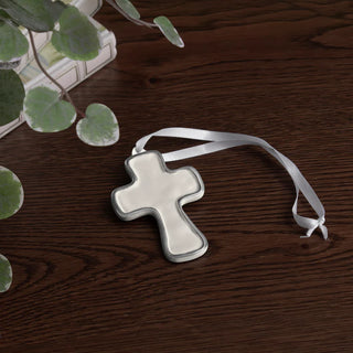 Beatriz Ball Encanto Athens Cross Ornament, Cream handmade enamel eco-friendly sustainable