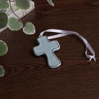 Beatriz Ball Encanto Athens Cross Ornament, Slate handmade enamel eco-friendly