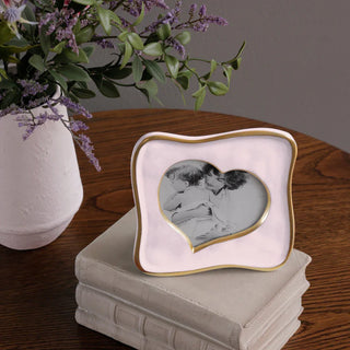 Beatriz Ball Encanto Curved Heart 5x5" Frame, Camellia pink handmade enamel aluminum alloy eco-friendly sustainable
